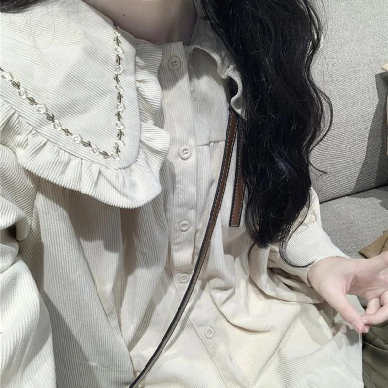 Женский вельветовый топ в японском стиле