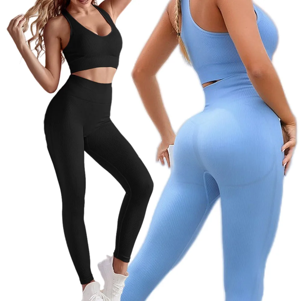 

2PCS Women Yoga Set Workout Clothes for Women Fitness Sportswear Gym Clothing Athletic Yoga Leggings Sport Vest Sport Set