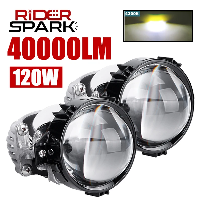 

4300K 3.0 inch Bi-led Projector Lenses H7 H4 9005 9006 Led Car Headlight Bulbs Retrofit Kits Auto Halo Rings 40000LM 120W Turbo