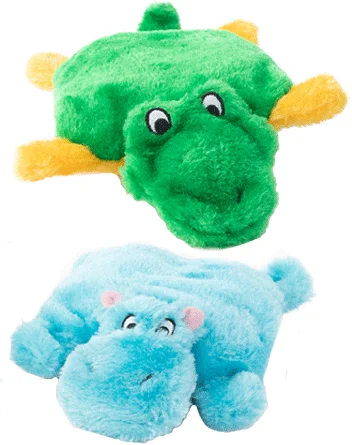 

JMT PAWS Squeakie Pad 2 Pack Hippo Alligator