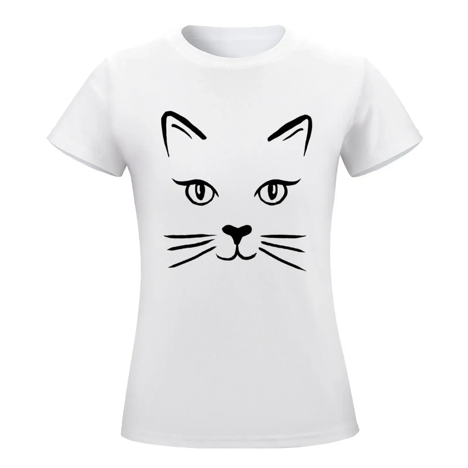 Милая футболка с кошачьим лицом забавная блузка рубашки для тренировок женщин