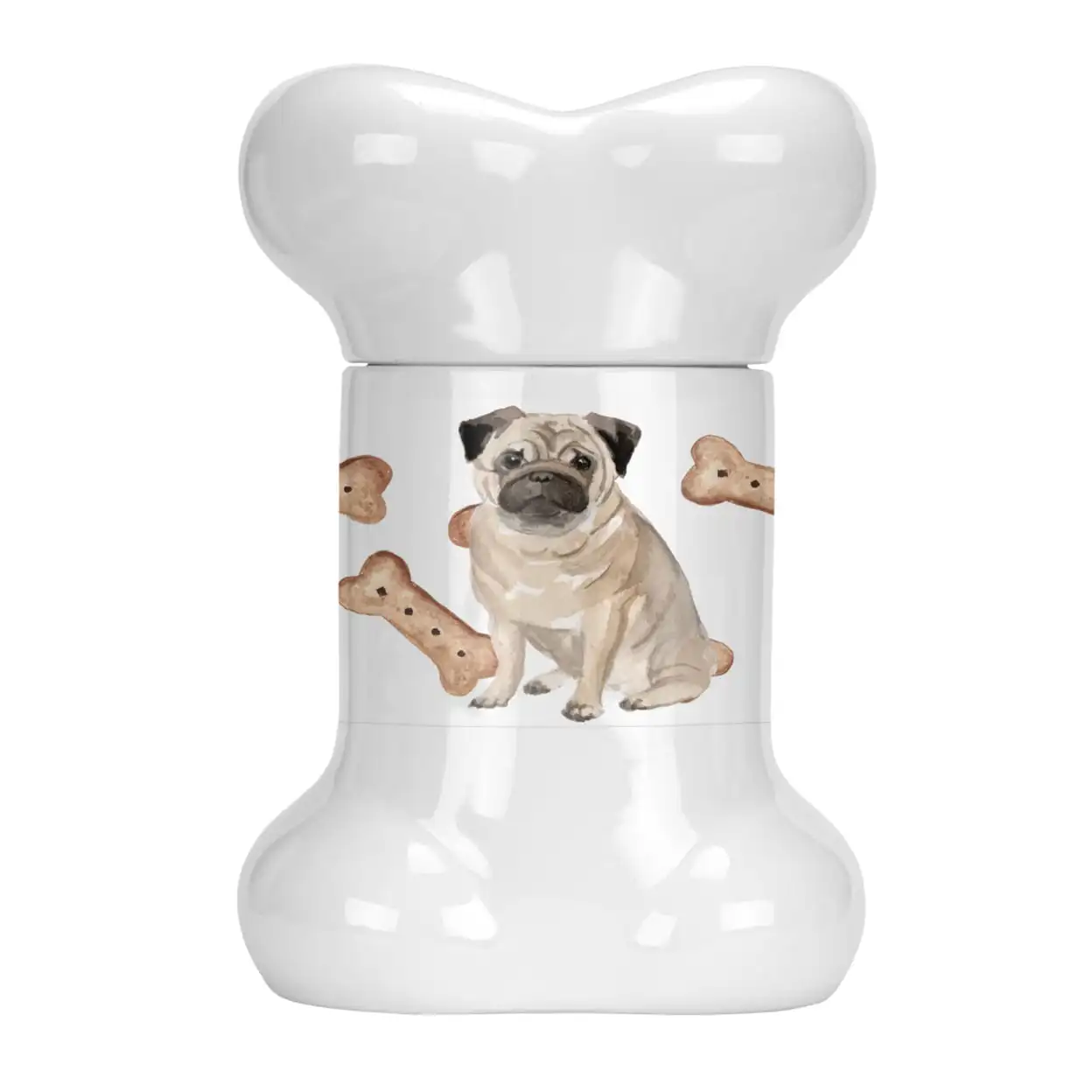 

Fawn Pug #2 Bone Shaped Treat Jar