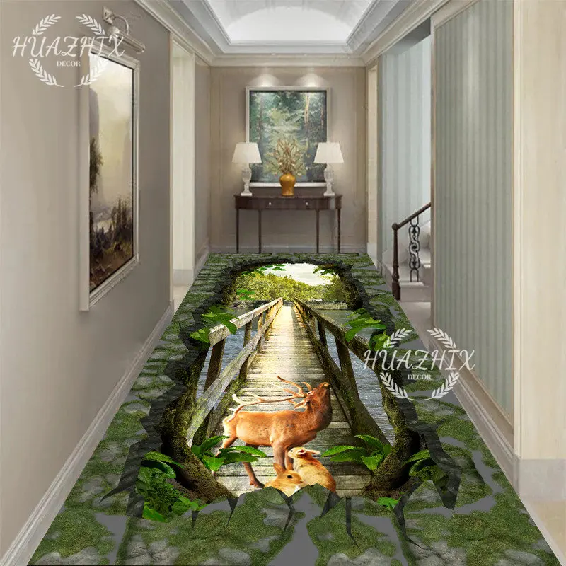 

3D Fun Hallway Carpet Rug Adventure Long Corridor Living Room Floor Mat Flannel New Arrival Non-Slip Bedroom Decorative Play Mat
