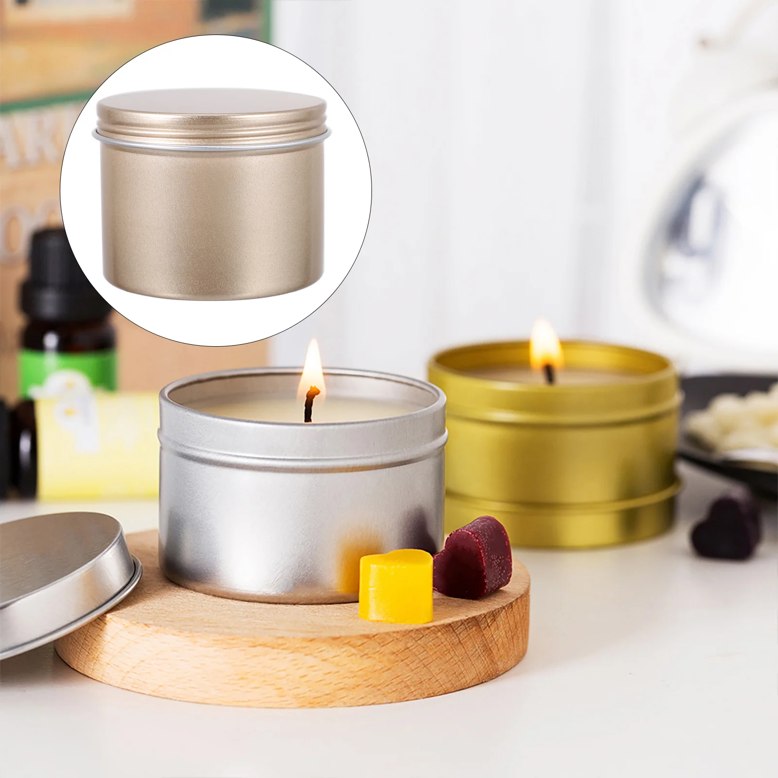 

Tinstea Christmas Tin Containers Box Jar Candy Cans Tinplate Coffee Empty Canmetal Round Aromatherapy Storage Canistersample Wax