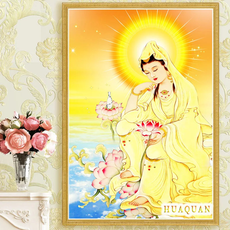 

Набор для вышивки крестиком «авалокитесвара», Картина на холсте с изображением буддизма и золотого тела, Набор для вышивки «сделай сам», дл...