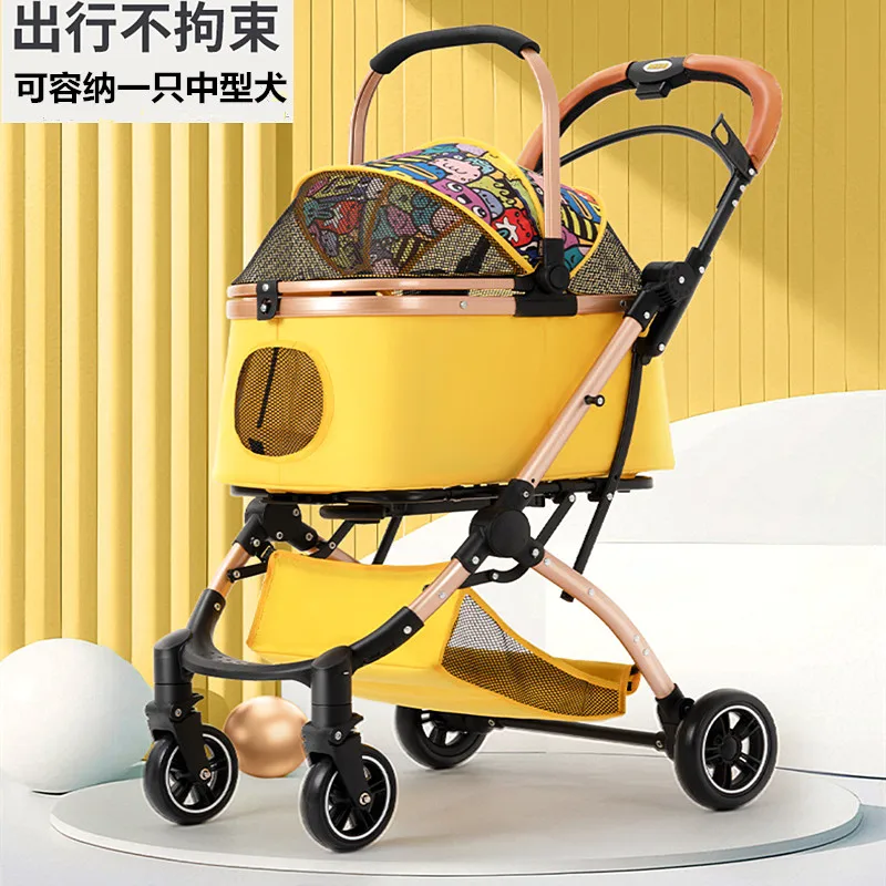 medium and large dog pet cart one-click folding lightweight compact Corgi French Dou Bago outdoor travel big pull