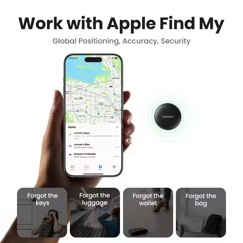 Фото UGREEN CM520 Finder: Умный GPS-трекер/метка для поиска, Bluetooth-трекер для наушников и багажа, MFi-совместимый, для iOS №1
