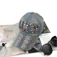 new womens baseball cap spring and summer colored diamond studded peaked cap womens mens outdoor leisure all match sun hat