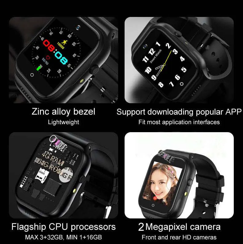 220volt 4g android square screen smartwatch 32g sim call gps camera wifi heartrate gps tiktok youtube man women for xiaomi phone free global shipping