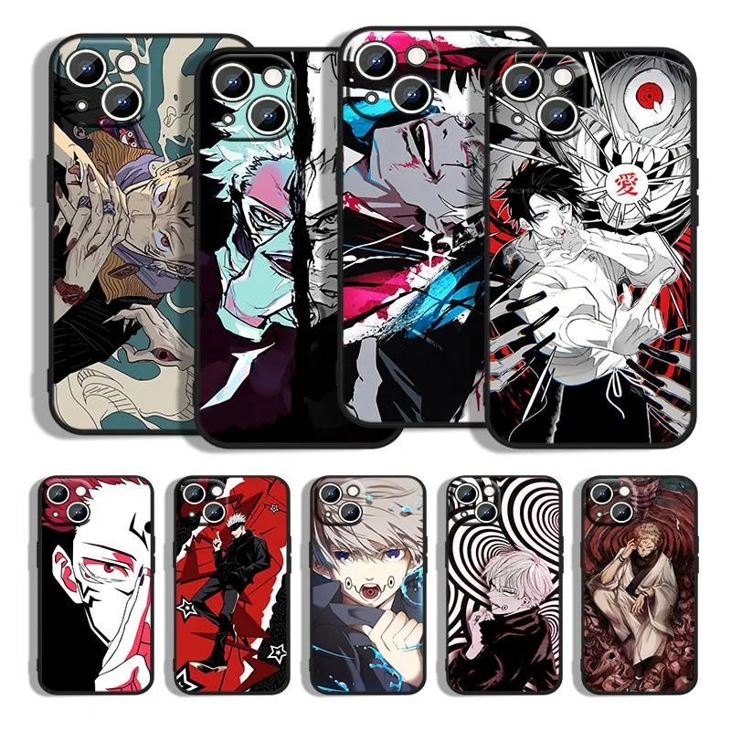 

Jujutsu Kaisen Satoru Gojo anime Phone Case For Apple iPhone 14 11 12 13 Max Mini 6 7 8 S SE X XR XS Pro Plus Black Funda Cover