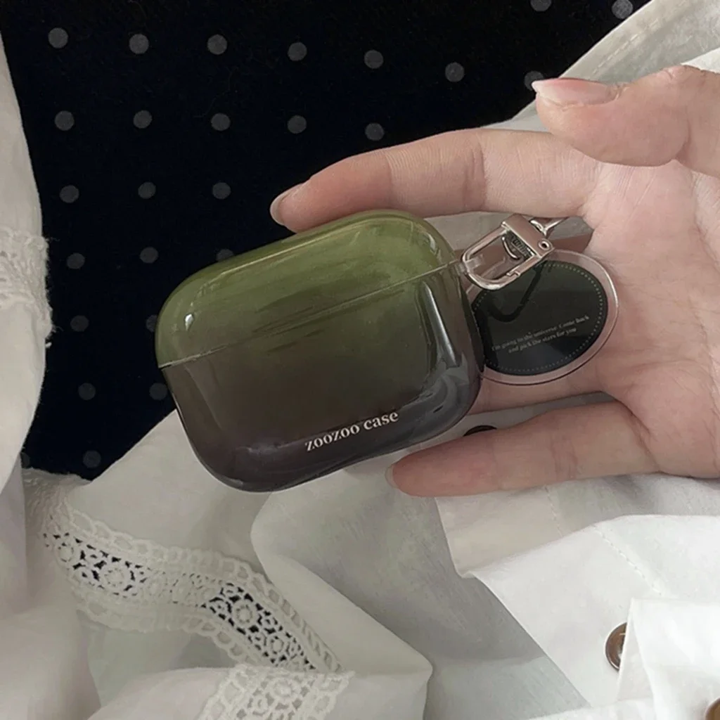 Ретро Градиент маття Зеленые Круглые буквы подвеска Обложка для AirPods 1 2 3 4 Pro