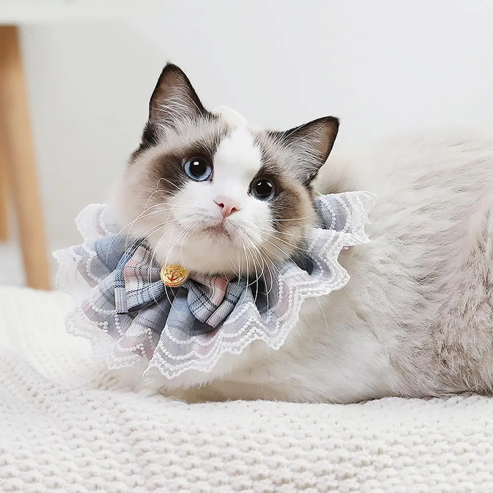 

Pet Decoration Collar Jk Plaid Lace Bow Tie Necklace Scarf Saliva Towel Pet Neck Accessories