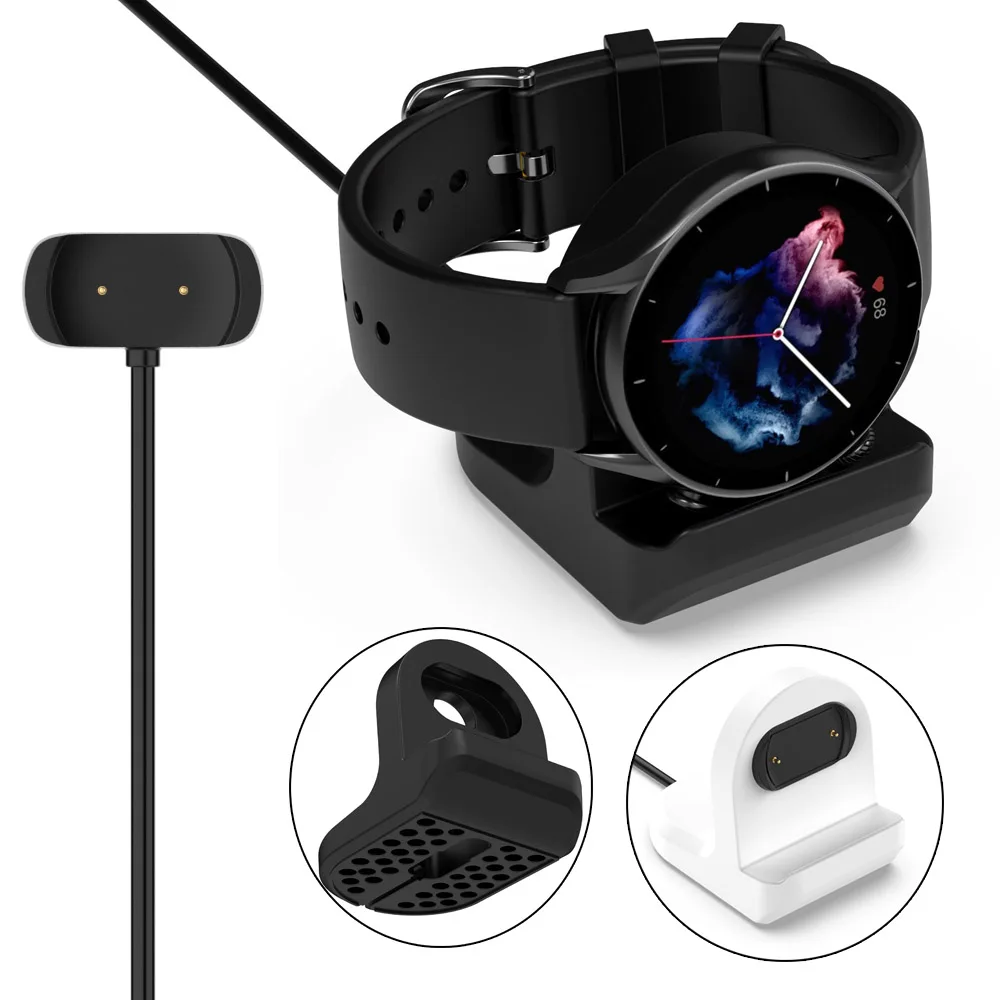 

GTS 4 Mini USB Charger Cable for Amazfit BIP U PRO gts 2/ 2 Mini gts3 GTR 2 2e Bip 3 T-Rex pro USB Charging with Silicone Holder