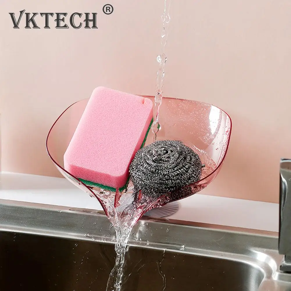 

Leaf Shape Soap Box Bathroom Shower Drain Soap Holder Plastic Suction Cup Sponge Storage Plate Tray Dish Kitchen Supplies