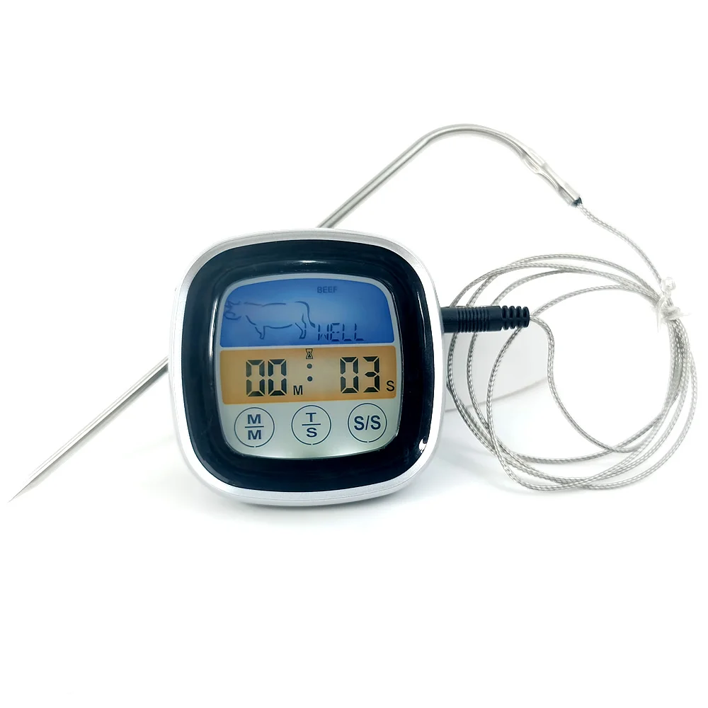 

Цифровой термометр с таймером, кухонный измеритель температуры для приготовления пищи и мяса с щупом, для барбекю
