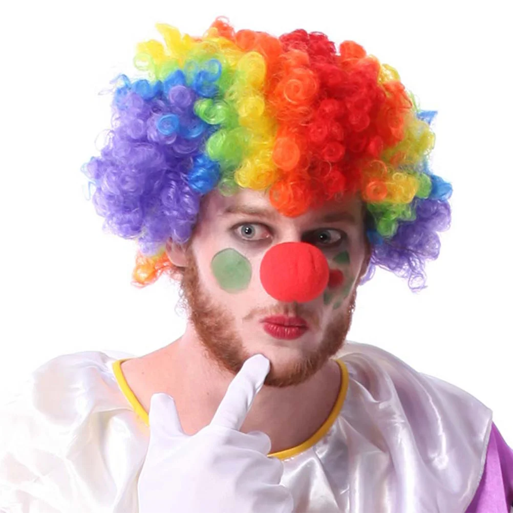

Clownnose Afro Costume Cosplay Dresswigs Rainbow Decor Party Pennywise Andheadwear Crazy Hair Kids Set Orange Red Fancy Circus