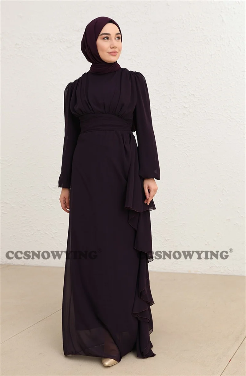 

Черные мусульманские Вечерние платья, официальное платье для выпускного вечера, ТРАПЕЦИЕВИДНОЕ ПЛАТЬЕ с высоким воротом, арабское исламское платье Дубая, вечернее платье