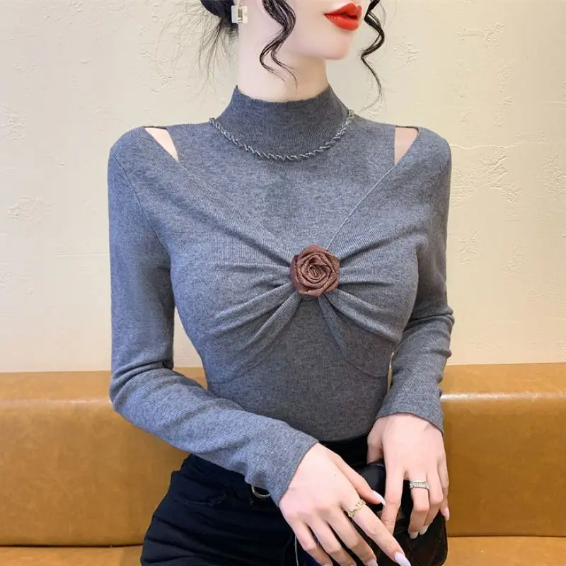 Новый свитер с витым двухсекционным вязаным свитером бантом облегающий крой