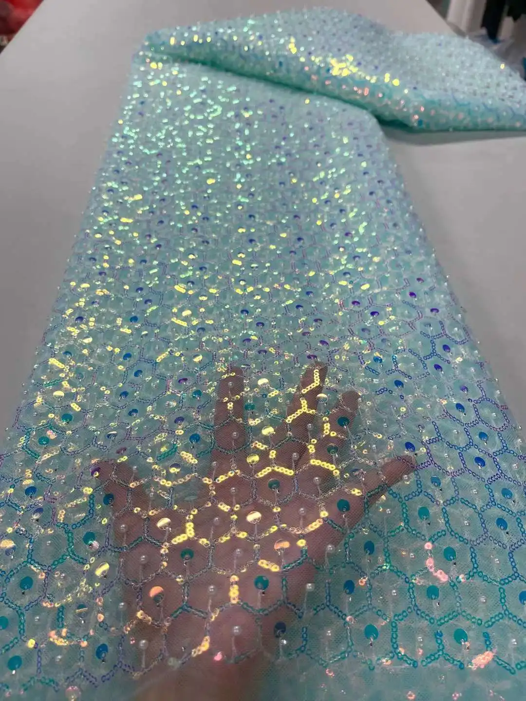 

Fashion Luxury French Embroidery Groom Lace Fabric African Nigerian With Sequins Fabric For Wedding Dress