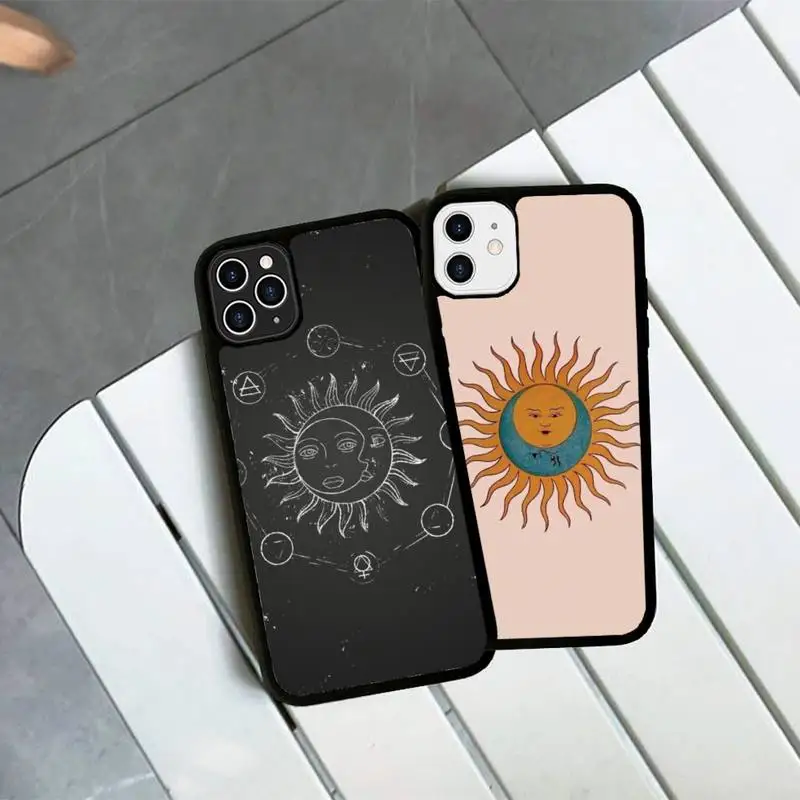 

Yinuoda Personality Art Sun Moon Phone Case Silicone PC+TPU Case for iPhone 11 12 13 Pro Max 8 7 6 Plus X SE XR Hard Fundas