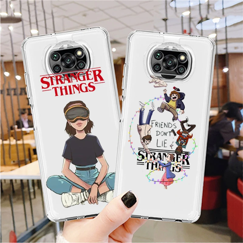 

Phone Case For Xiaomi Mi Poco X4 X3 NFC F4 F3 GT M4 M3 M2 X2 F2 F1 Pro C3 5G Stranger Things Luxury Girl Transparent TPU Cover