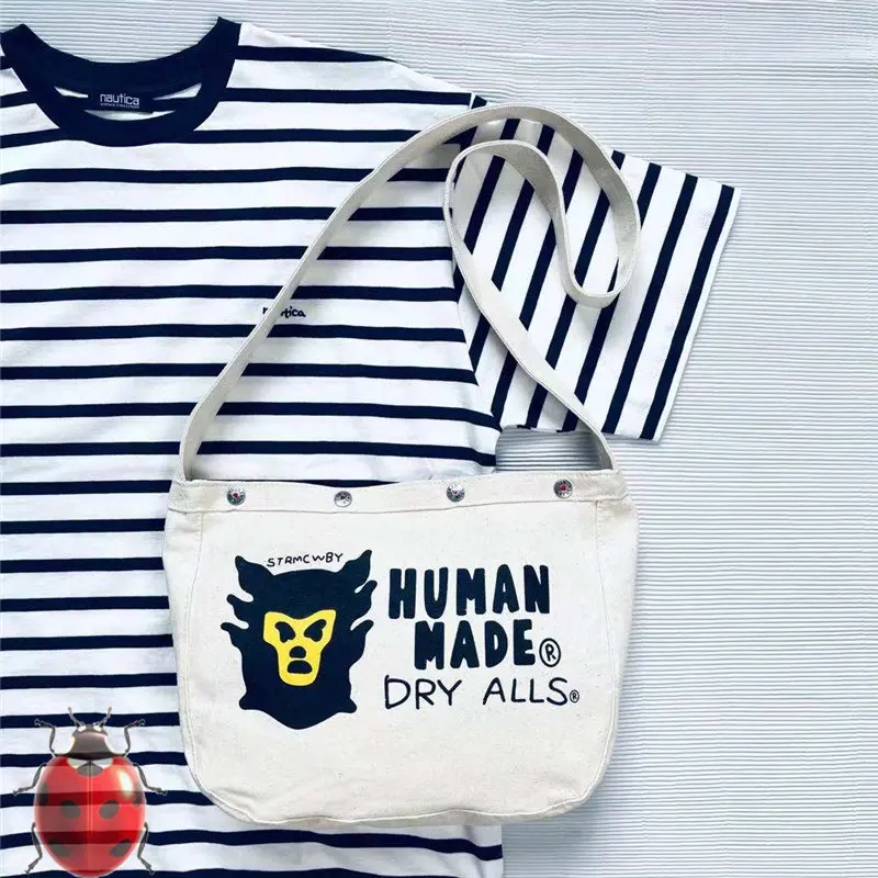 Canvas Human Made Dry Alls Backpacks Ape Head Dog Print Men Women High Quality Shoulder Bag