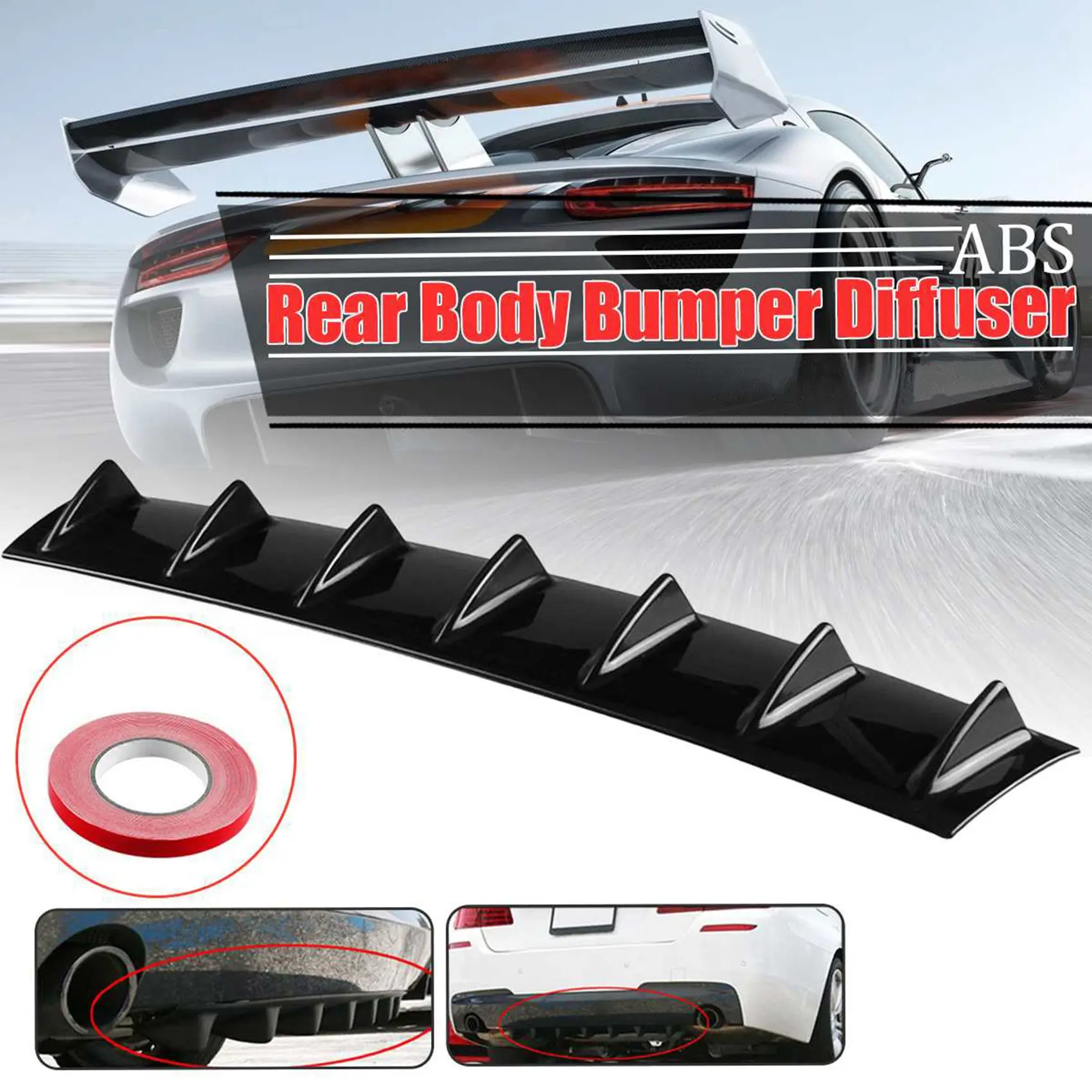 Универсальный Автомобильный задний сплиттер диффузор в виде акулы 3 плавника