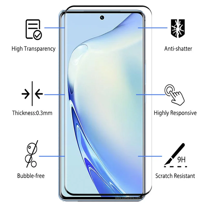 3 шт. защитный стеклянный чехол vivov27Pro 9D с полным покрытием для vivo V27 Pro v 27 27pro v27pro