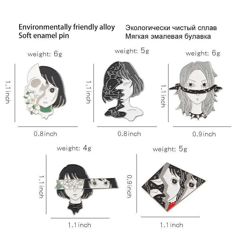 Брошь из сплава с изображением персонажей телевизора мультяшный череп для