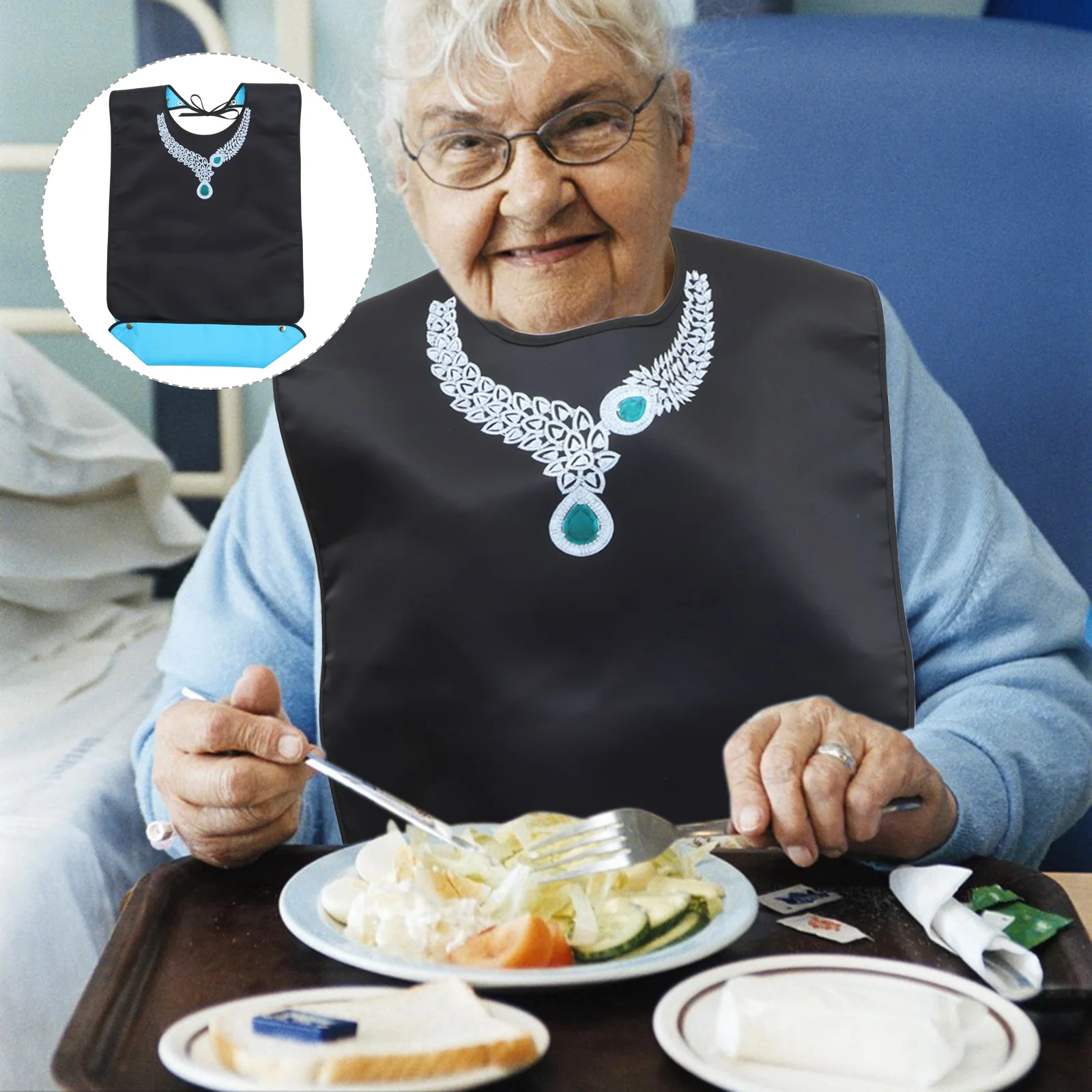 

Adaptive Clothing Bib Feeding Apron Nourishment Accessory Senior Dining Cover Seniors Pu Waterproof Bibs Elderly