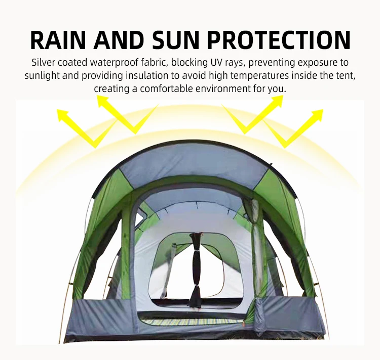 Семейная очень большая туннельная палатка для кемпинга уличные парусиновые