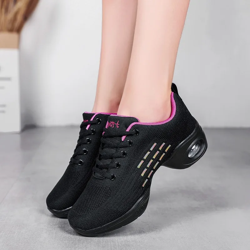 

Thick Bottom Air Cushion Slow Shock Dance Shoes Women Soft Comfortable Casual Baskets Sneakers Ladies Sports Square Jazz Modern