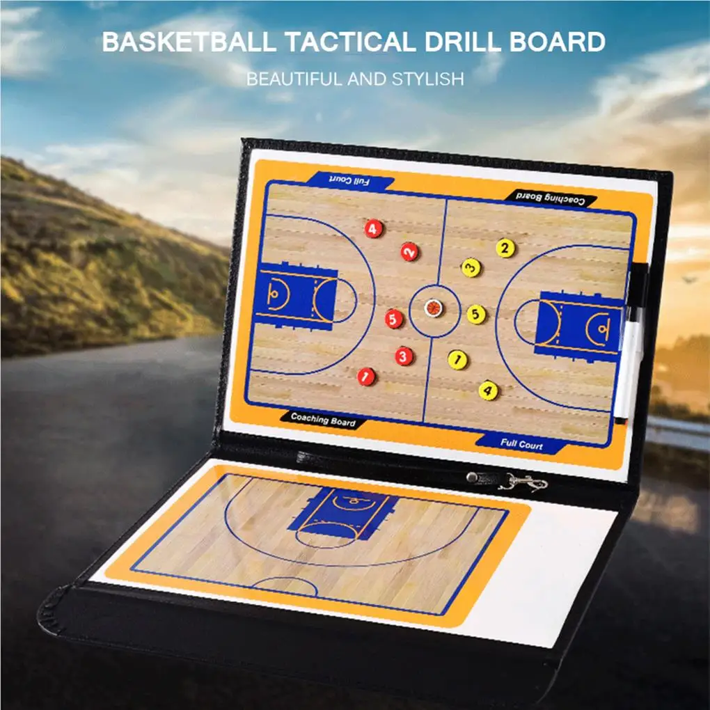 

Basketball Coaching Board Professional Double-sided Coach Dry Erase Guiding Teaching Clipboard with Zipper Guidance