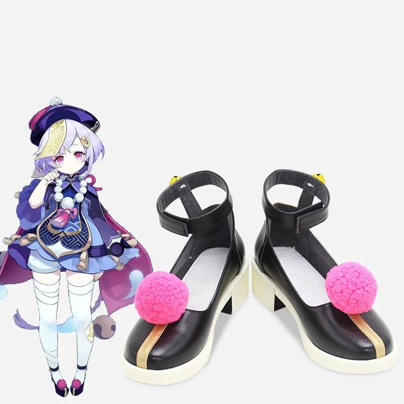 

Game Anime Genshin Impact Qiqi Cosplay Wig Qiqi Cosplay Shoes Boots Halloween Carnival Accessories