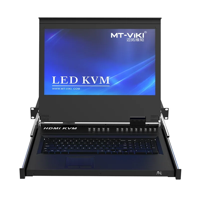 Фото 17,3-дюймовый LED KVM-консольный коммутатор на 8 портов, MT-VIKI 1920*1080, выдвижной KVM-бокс для 1U 19-дюймовой серверной стойки, 17,3-дюймовый LCD HD MI KVM-коммутатор №4