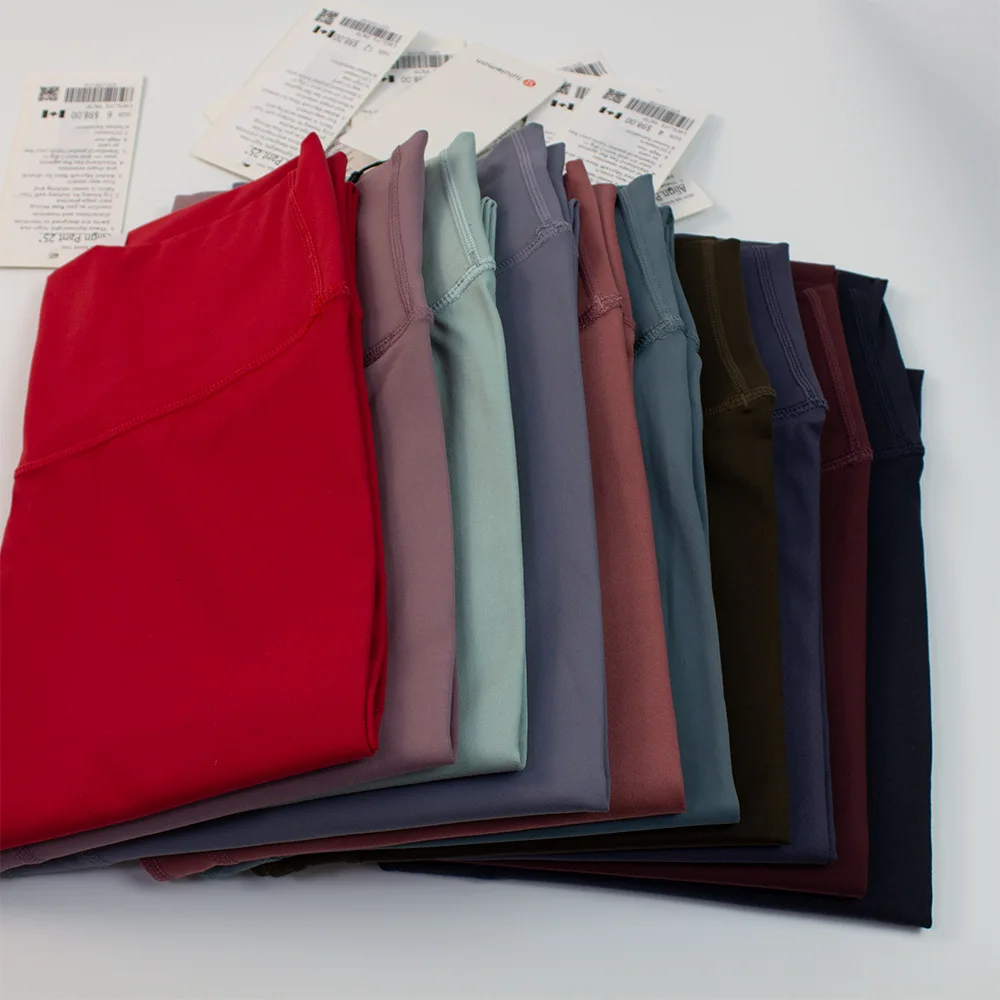 Luluwomen Sports High Quality Yoga Pants Gym Running Fast Dry Breathable Nylon High Waist Hip Leggings Custom Logo