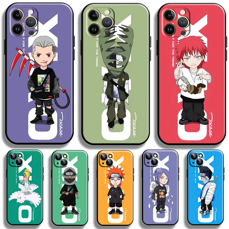 

Fashion Akatsuki Naruto For Apple iPhone 13 12 11 Pro Max 12 13 Mini X XR XS Max SE 6 6S 7 8 Plus Phone Case Black Coque Soft