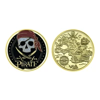 skeleton pirate commemorative coin gold plated badge metal spray painting crafts decoration collection gift