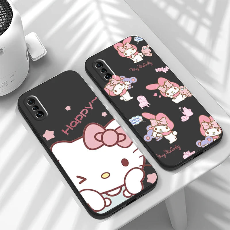 

Japan Anime Hello Kitty Phone Case For Xiaomi Note 10 Pro Lite 10S 10 Pro Lite 11 Pro Lite Ultra Liquid Silicon Black Shell