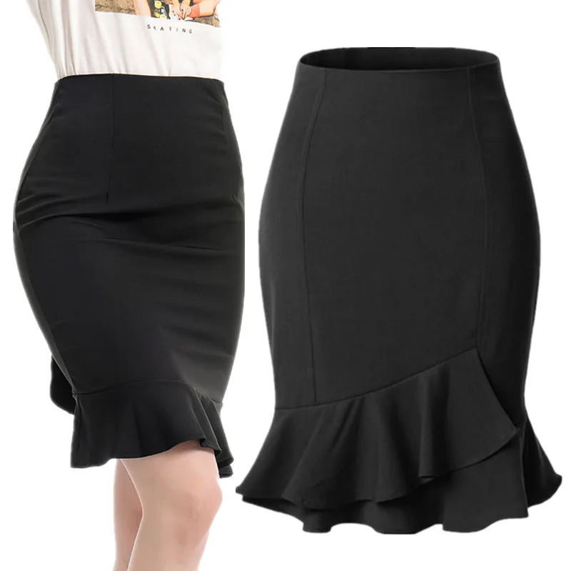 

2023 Women Pencil Skirts Fashion Vintage Mermaid Skirt High Waist Solid Package Hip Slim Tight Skirt Fishtail Skirt Office Lady