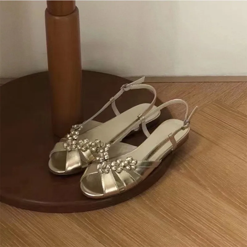 

Сандалии женские из овечьей кожи, с открытым носком, в стиле ретро