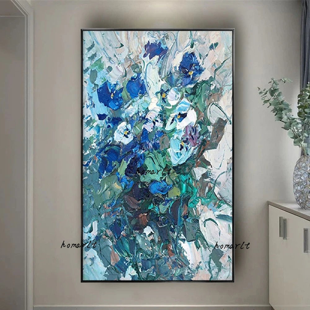 

Nordic Modern Living Room Decor Artwork Flowers Oil Painting On Canvas Image 100% Handmade Wall Art Pictures For Entrance