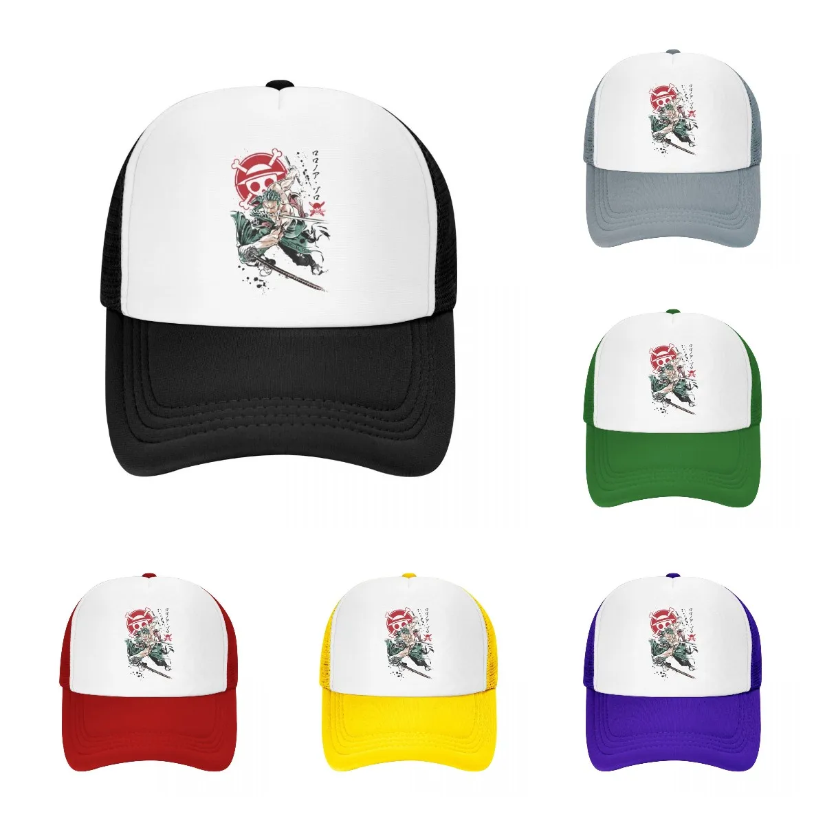 

Roronoa Zoro PIRATE HUNTER Trucker Hats One Piece Anime Mesh Net Baseball Cap For Men Women Kpop Snapback Caps Streetwear