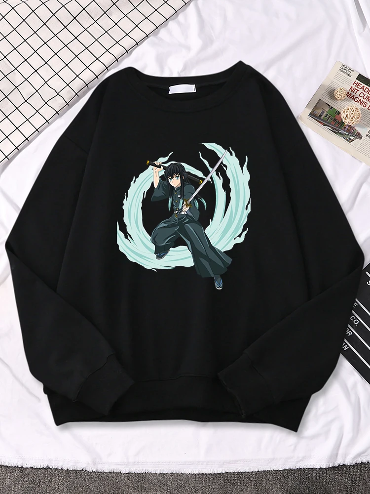 

Demon Slayer Mist Muichiro Release Skills Printing Women Hoodies Autumn Fleece Street Sweatshirt Creative Casual Female Clothing