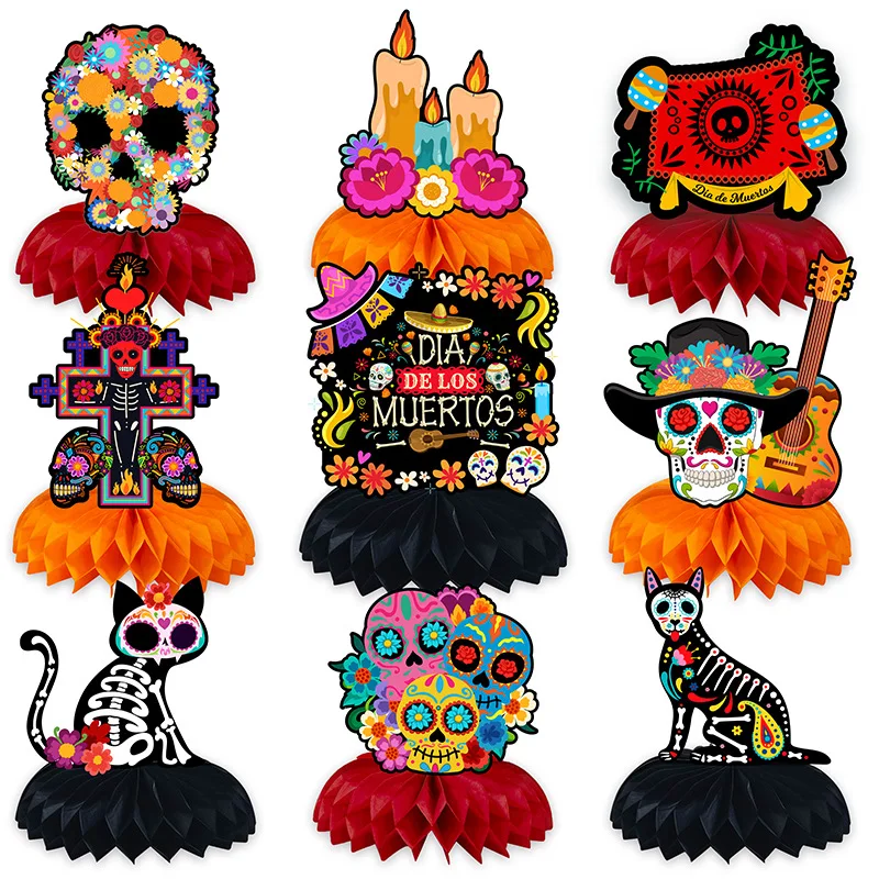 

Dia De Los Muertos Festival Party Honeycomb Decoration The Day Of the Dead Party Table Centerpieces Happy Halloween Day 2023