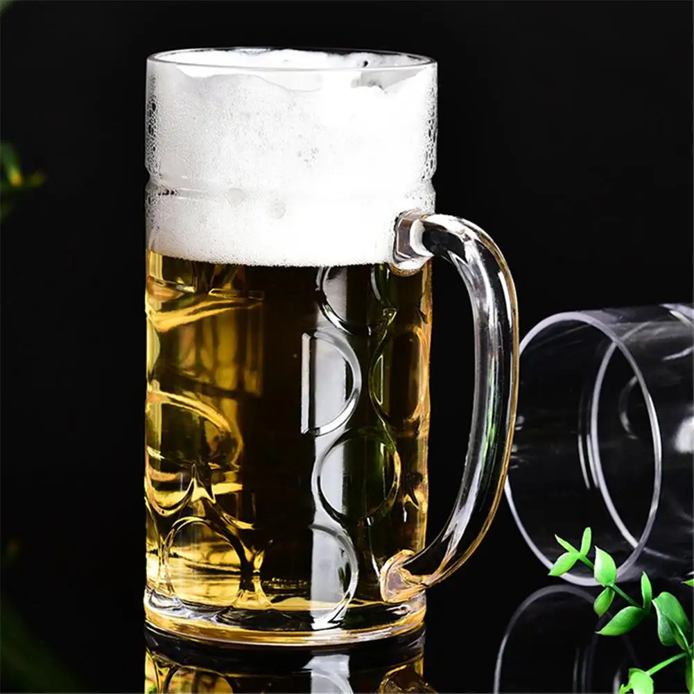 

1L Beer Mug Handmade Heat Resistance Clear PS Acrylic Coffee Mug Tea Milk Juice Cup Water Beer Drinking Mug Office Drinkware