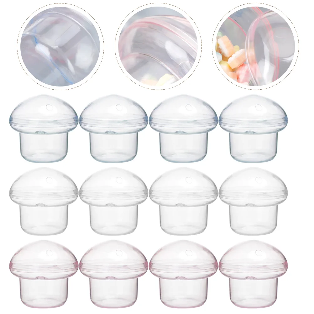 

12 Pcs Storage Box Mushroom Party Supplies Clear Favor Bags Decorations Bath Gifts Mini