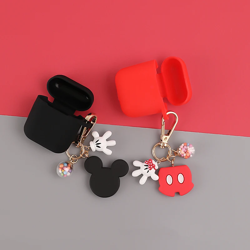 

3D Cartoon Red Black Case For AirPods 1 2 Pro Box Cute Soft Silicone Wireless Bluetooth Earphone Protect Cover Keychain Cute