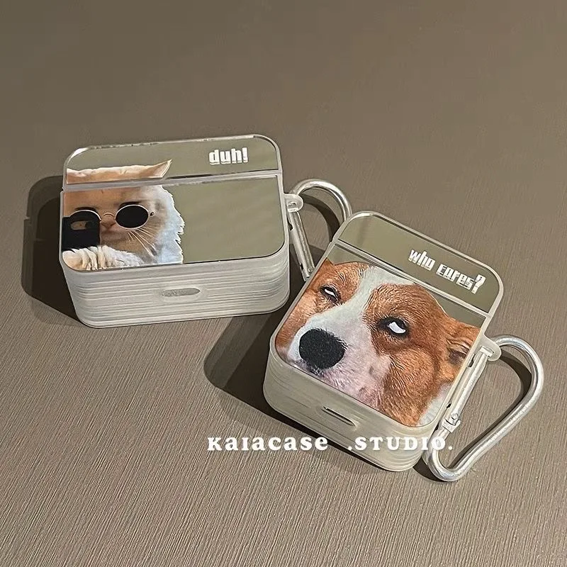 

Korean Mirror Cartoon Cat Headphone Cover for Apple AirPods 2 3 3rd Case for AirPods Pro 2 Case Keyring Earphone Box Accessories