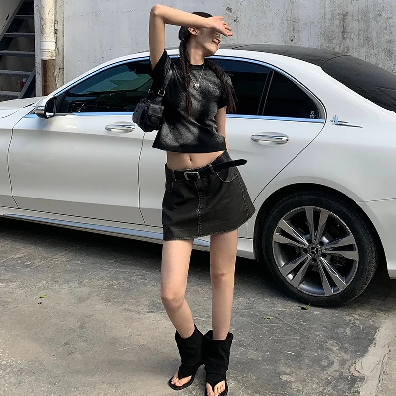 Уличный модный винтажный Повседневный флуоресцентный градиентный кроп-топ с